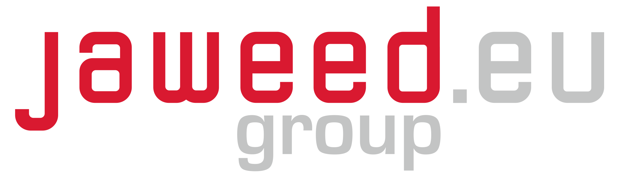 Logo mit „jaweed.eu“ in fettem Rot und Grau und „group“ in kleinerem grauen Text unter „eu“.